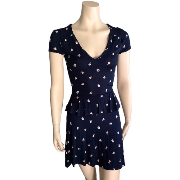 French Connection Navy Flowered Dress Size 0 - Picture 1 of 9